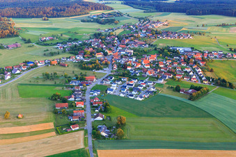 Village overview from the north in the district Beffendorf in Oberndorf am Neckar in the state Baden-Wuerttemberg, Germany