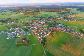 Village overview from the northwest in the district Beffendorf in Oberndorf am Neckar in the state Baden-Wuerttemberg, Germany