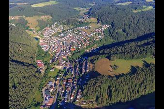 Overview of the town from the east in the district Tennenbronn in Schramberg in the state Baden-Wuerttemberg, Germany