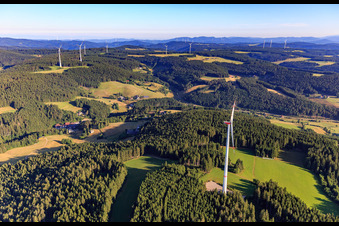Wind turbines in the Black Forest in the district Bruck in Schramberg in the state Baden-Wuerttemberg, Germany