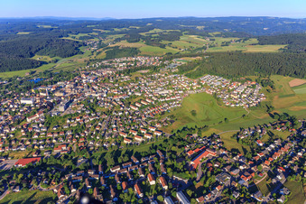 City overview from the northeast in the district Saint Georgen im Schwarzwald in St. Georgen im Schwarzwald in the state Baden-Wuerttemberg, Germany