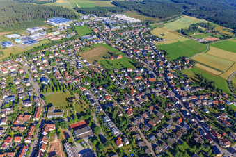 Aerial view of View of the town from the east in Mönchweiler in the state Baden-Wuerttemberg, Germany