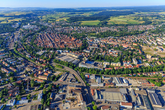 City overview from the north in the district Villingen in Villingen-Schwenningen in the state Baden-Wuerttemberg, Germany