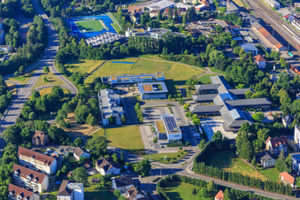 Aerial view of Schwarzwald-Baar District Office, Südwestmetall - Association of the Metal and Electrical Industry, Schwarzwald-Hegau District Group, Labor Court Villingen-Schwenningen and Deutsche Bundesbank - Branch Villingen-Schwenningen in the district Villingen in Villingen-Schwenningen in the state Baden-Wuerttemberg, Germany