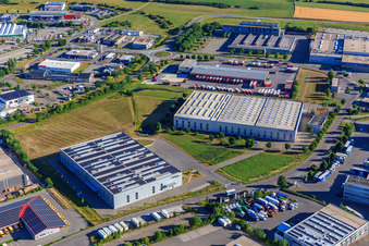 Aerial view of GRÄSSLIN SÜD GmbH and Kunststoff-Institut Südwest in the district Weilersbach in Villingen-Schwenningen in the state Baden-Wuerttemberg, Germany