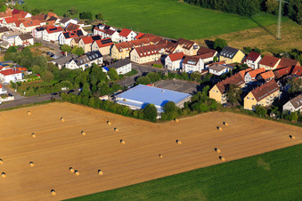 Aerial view of Construction site for the new Netto market in Saarstr in Kandel in the state Rhineland-Palatinate, Germany