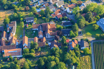 Winery and Wine Bar Vogler in the district Heuchelheim in Heuchelheim-Klingen in the state Rhineland-Palatinate, Germany seen from above