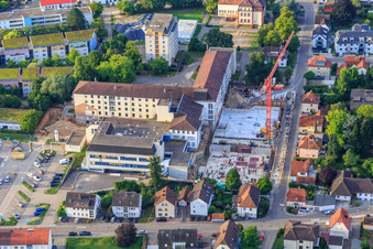 Construction site for the expansion of the Asklepios Südpfalzklinik Kandel in Kandel in the state Rhineland-Palatinate, Germany from above