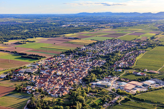 Evening view from the northeast in the district Niederhochstadt in Hochstadt in the state Rhineland-Palatinate, Germany