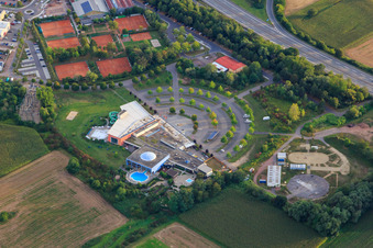 The bath Merzig with mobile home parking and Music & Theater Saar GmbH in the district Hilbringen in Merzig in the state Saarland, Germany