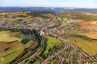 Overview of the site from the east with Franz Juchem GmbH in Lebach in the state Saarland, Germany