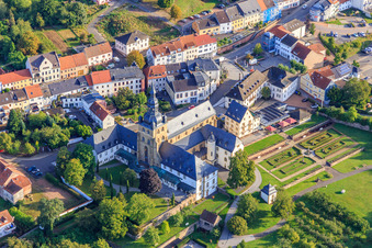 Benedictine Abbey of St. Mauritius Tholey with abbey church and monastery garden from the southwest in Tholey in the state Saarland, Germany