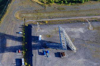 Saarpolygon "Gateway to the Future" on the Bergenhalde in Ensdorf in the state Saarland, Germany seen from above