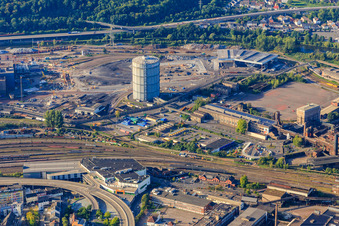 Gasometer for storing converter gas on the Saarstahl factory premises in Völklingen in the state Saarland, Germany