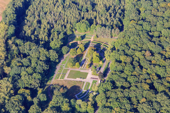 Aerial view of Cemetery Eiweiler in the forest in the district Eiweiler in Heusweiler in the state Saarland, Germany