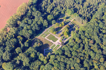 Aerial photograpy of Cemetery Eiweiler in the forest in the district Eiweiler in Heusweiler in the state Saarland, Germany