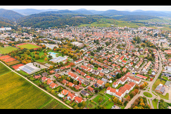 From the southeast in Bad Bergzabern in the state Rhineland-Palatinate, Germany