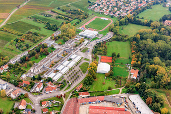 Aerial view of Lycée Stanislas Polyvalent (general, technological and professional) in the district Altenstadt in Wissembourg in the state Bas-Rhin, France