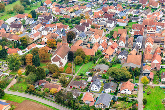 Oblique view of Parish Church of St. Ulrich in Kapsweyer in the state Rhineland-Palatinate, Germany