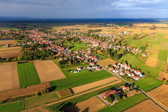 Aerial view of Rue des Forgerons in Seebach in the state Bas-Rhin, France