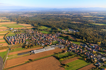 Aerial view of From the west in Niederrœdern in the state Bas-Rhin, France