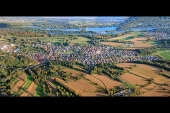 Panorama of the town from the northwest in Mothern in the state Bas-Rhin, France