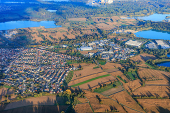 Aerial view of From the west in Hagenbach in the state Rhineland-Palatinate, Germany