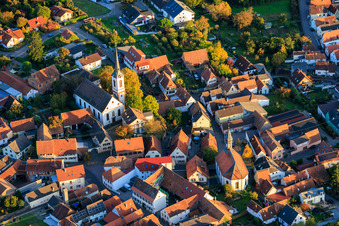 Protestant Church Göcklingen and St. Lawrence Church in Göcklingen in the state Rhineland-Palatinate, Germany