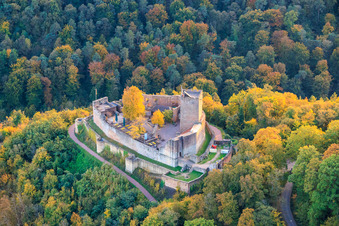 Landeck Castle in autumn evening in Klingenmünster in the state Rhineland-Palatinate, Germany