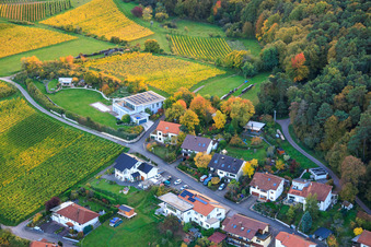 Aerial view of Kirchbergstraße in the district Gleiszellen in Gleiszellen-Gleishorbach in the state Rhineland-Palatinate, Germany