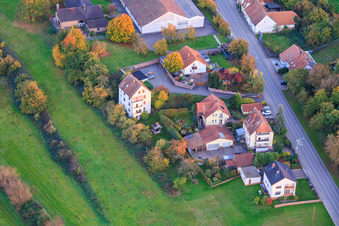 Aerial photograpy of Main Street in Hergersweiler in the state Rhineland-Palatinate, Germany