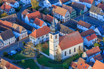 Protestant Church and Church Park in Freisbach in the state Rhineland-Palatinate, Germany