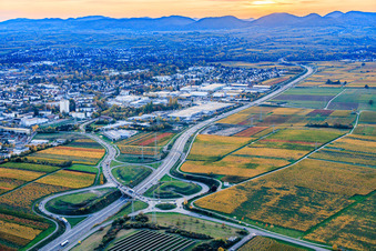 Landau Edesheim exit from the B10 in the evening in Landau in der Pfalz in the state Rhineland-Palatinate, Germany