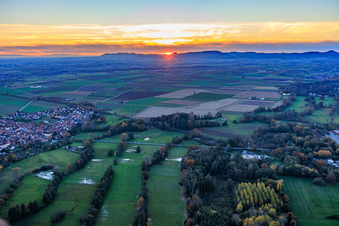 Meadows in the Rohrbach valley at sunset in Steinweiler in the state Rhineland-Palatinate, Germany