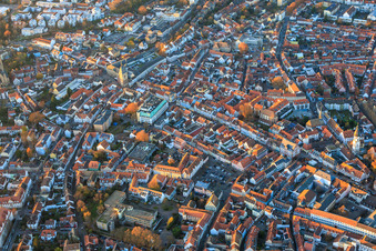 Speyer's old town with Gilgenstraße, Altpörtel and Maximilianstraße in the evening in Speyer in the state Rhineland-Palatinate, Germany