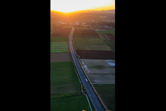 Route of the B9 southwest in the evening in Schwegenheim in the state Rhineland-Palatinate, Germany