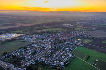 Bahnhofstrasse in the evening in Rohrbach in the state Rhineland-Palatinate, Germany