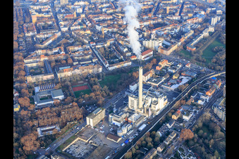 Aerial view of GML – Gemeinschafts-Müllheizkraftwerk Ludwigshafen GmbH in the district Hemshof in Ludwigshafen am Rhein in the state Rhineland-Palatinate, Germany