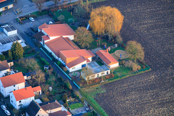 Aerial view of Am Niederteich Daycare Center in Herxheim bei Landau in the state Rhineland-Palatinate, Germany