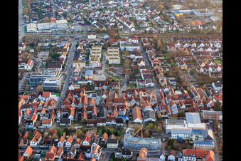 Construction pit for the expansion of the residential complex in the city center in Kandel in the state Rhineland-Palatinate, Germany