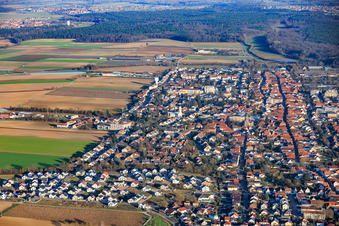 Oblique view of New development area K2 from the west in Kandel in the state Rhineland-Palatinate, Germany