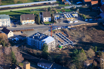Construction site for apartment buildings on Neue Landstraße in Rülzheim in the state Rhineland-Palatinate, Germany