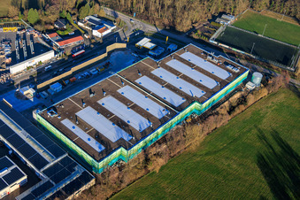 Aerial photograpy of New construction of the logistics park by HANSAINVEST and DFI-Real-Estate Kandel for FRISCHEPLATTFORM SÜDWEST of Gemüsering Stuttgart GmbH in Wörth am Rhein in the state Rhineland-Palatinate, Germany