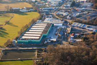 New construction of the logistics park by HANSAINVEST and DFI-Real-Estate Kandel for FRISCHEPLATTFORM SÜDWEST of Gemüsering Stuttgart GmbH in Wörth am Rhein in the state Rhineland-Palatinate, Germany from above