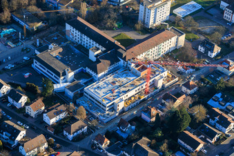 Drone image of Construction site for the expansion of the Asklepios Südpfalzklinik Kandel in Kandel in the state Rhineland-Palatinate, Germany