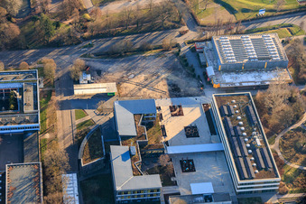 Aerial photograpy of IGS Kandel with new courtyard in Kandel in the state Rhineland-Palatinate, Germany