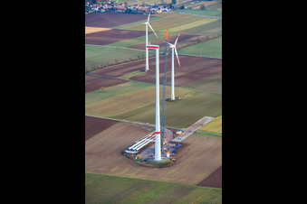 Repowering of the Minfeld wind farm. JUWI is replacing four older turbines (GE 1.5) from 2004 with two new, modern Vestas V162 turbines, each with a capacity of six MW. in Kandel in the state Rhineland-Palatinate, Germany
