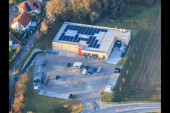 Aerial view of WASGAU Fresh Market Neupotz in Neupotz in the state Rhineland-Palatinate, Germany