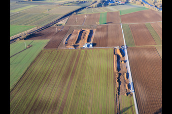 Aerial photograpy of Earthworks in Rohrbach in the state Rhineland-Palatinate, Germany