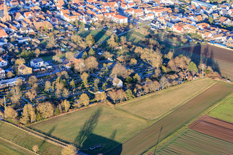 Cemetery Bellheim in winter in Bellheim in the state Rhineland-Palatinate, Germany